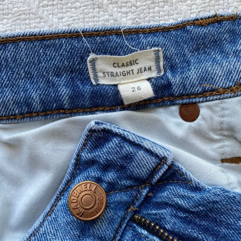 Madewell Classic Straight‎ Jean Crop High Rise Medium Light Wash Denim